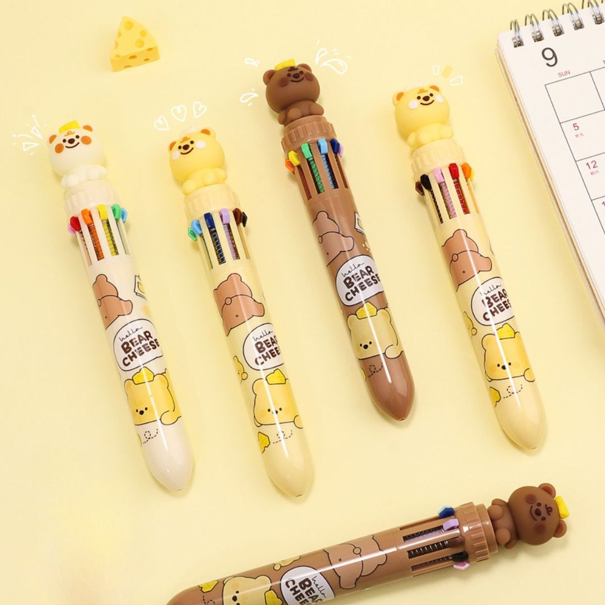 GENERICO - Pack de 2 Lapicero de 10 colores 0.7 mm - Crema