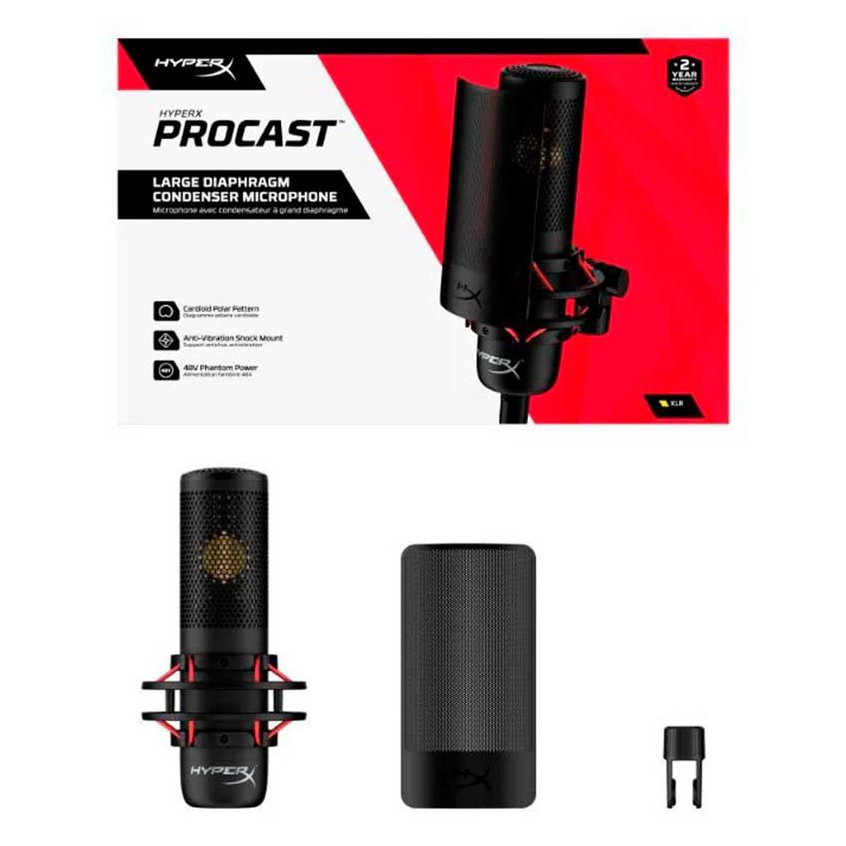 HYPERX - MICROFONO HYPERX ProCast BLACKPC/PS5/PS4/Mac  XLR