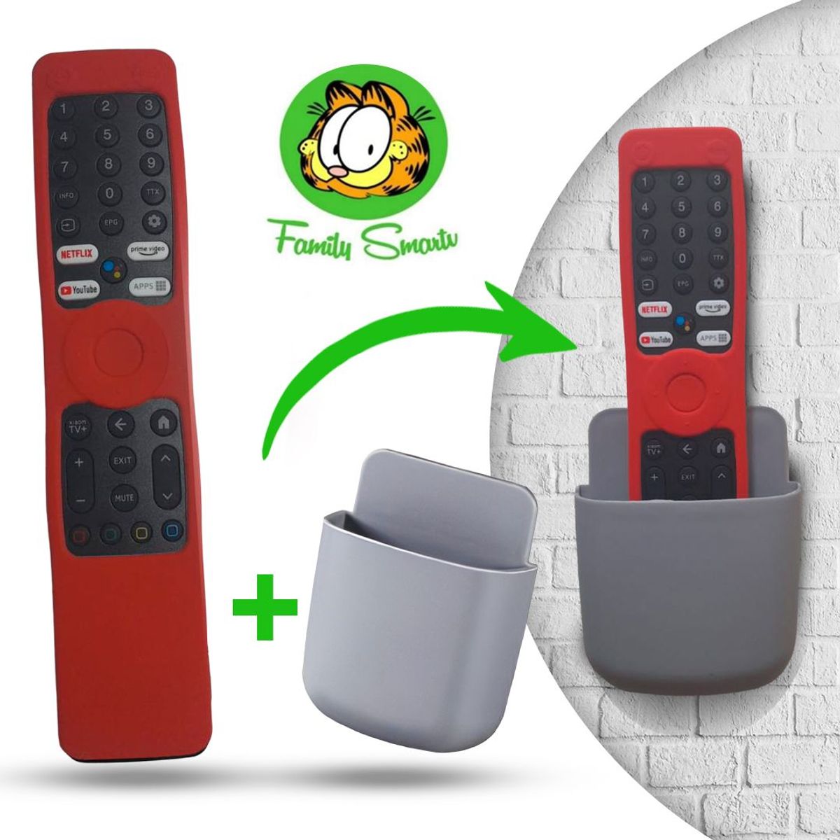 SIKAI - Funda para Control Tv Xiaomi XMRM-ML MI TV Q2 Rojo + soporte