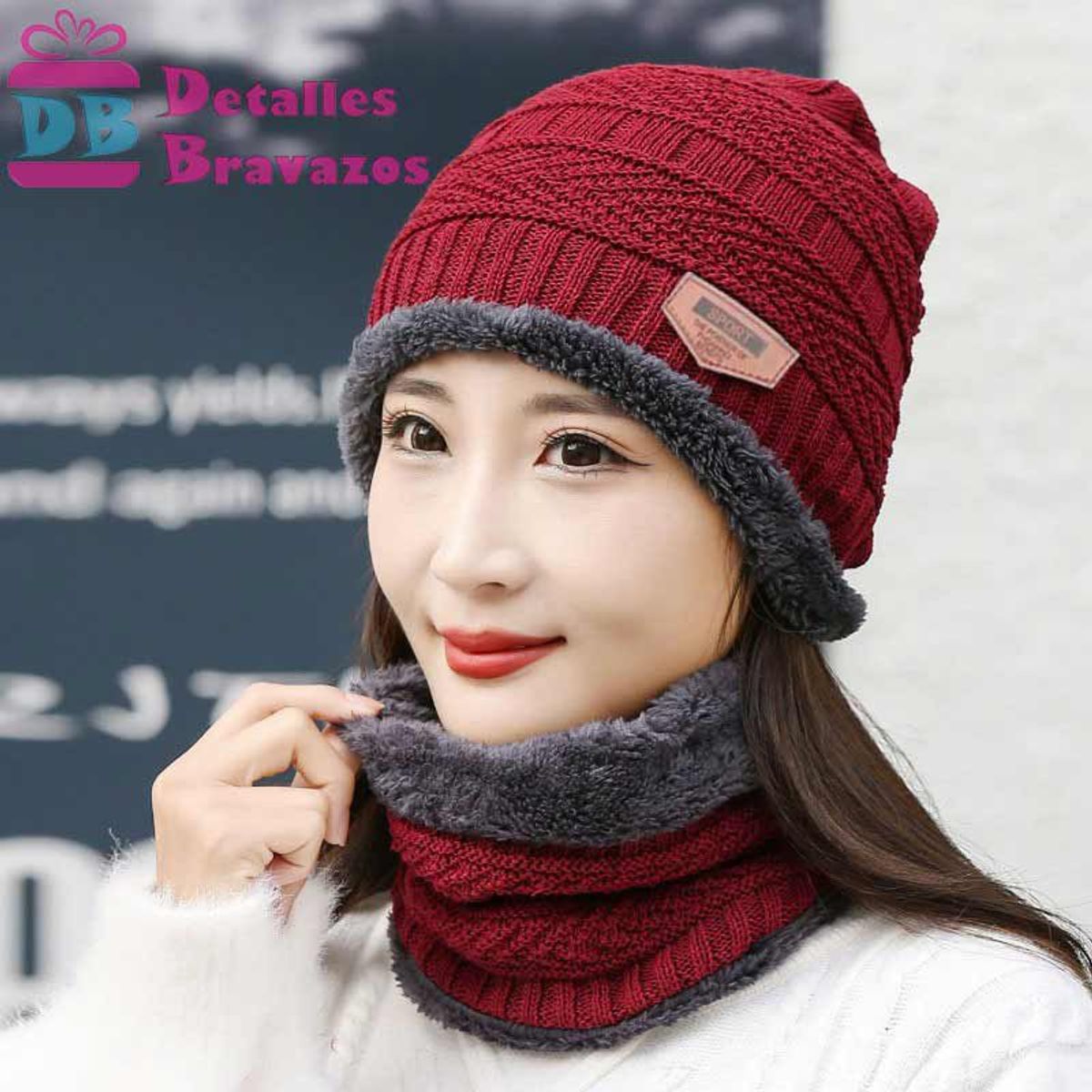 GENERICO - Conjuntos Gorro con Cuellera MUJER con Forro de Peluche Antialérgico