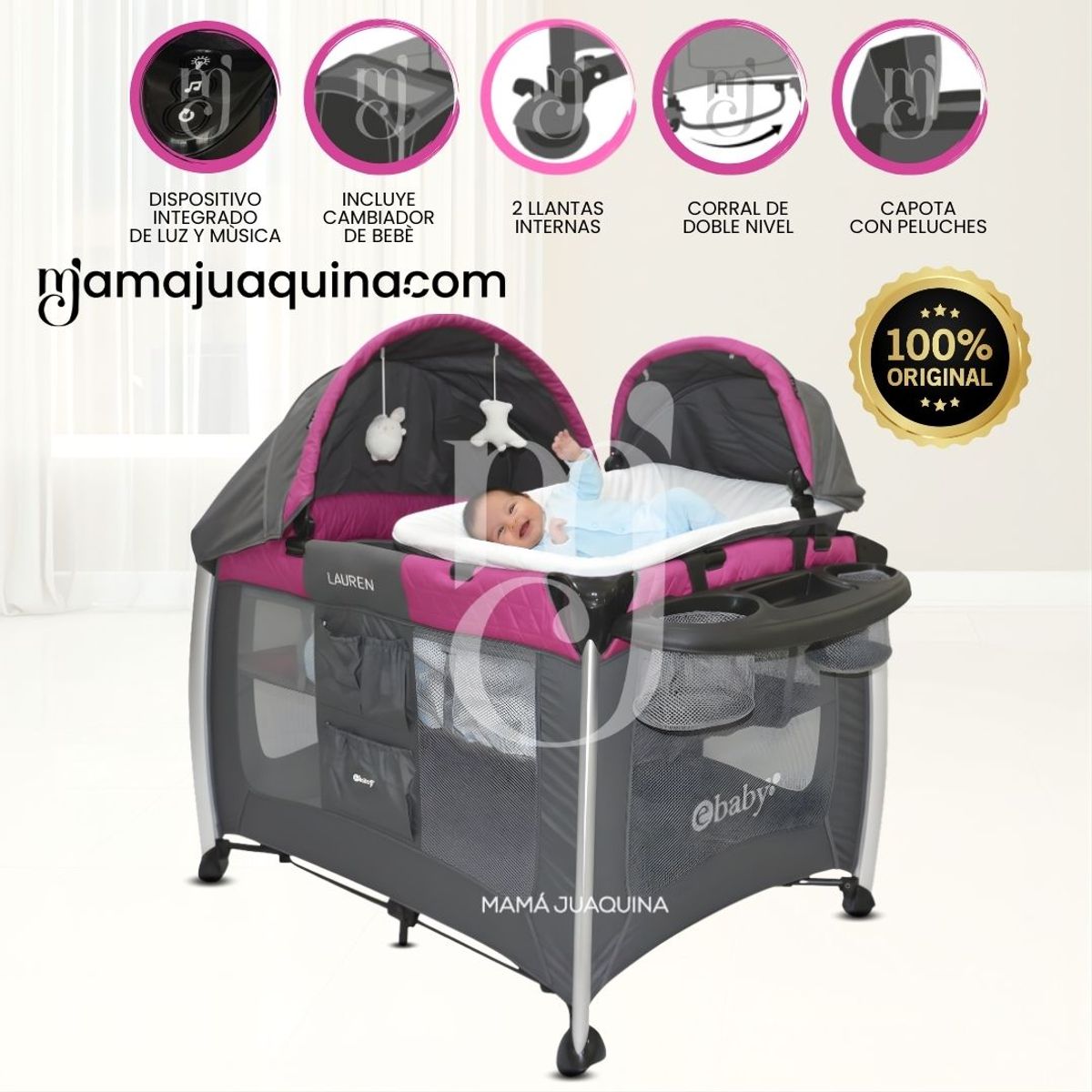 EBABY - Cuna Corral de Lujo «MALASIA» Edición Limitada Pink