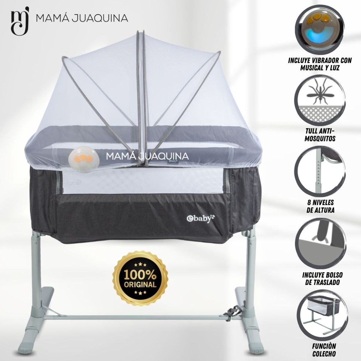 EBABY - Cuna Musical de Lujo «MOZZI» Edición Limitada Gray