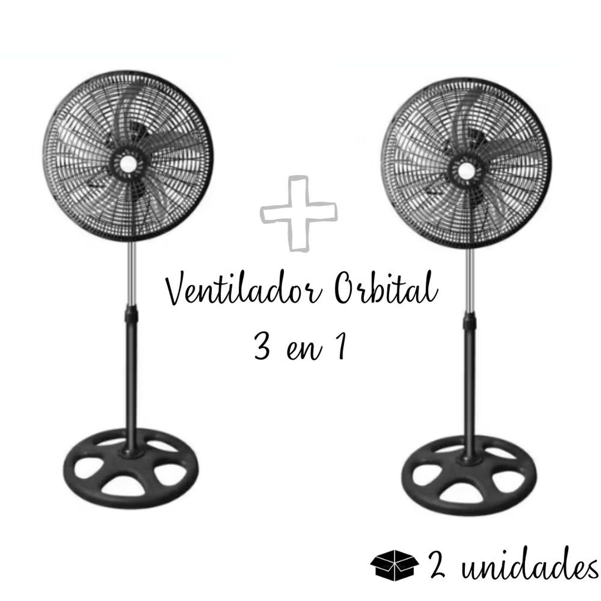 GENERICO - Ventilador Orbital de 5 Aspas Metalicas Malla Plastica 3 en 1 18" X2 Unidades