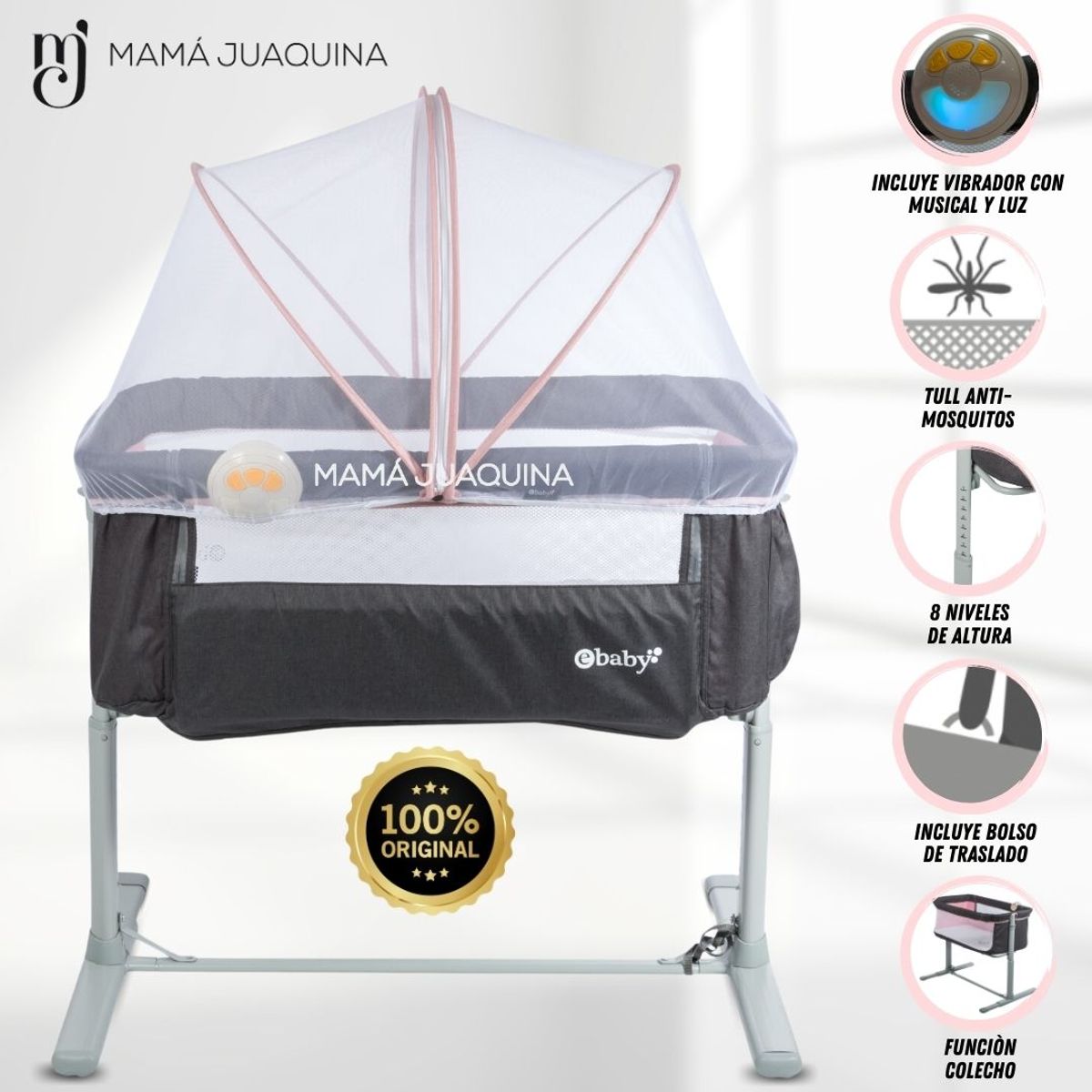 EBABY - Cuna Musical de Lujo «MOZZI» Edición Limitada Pink