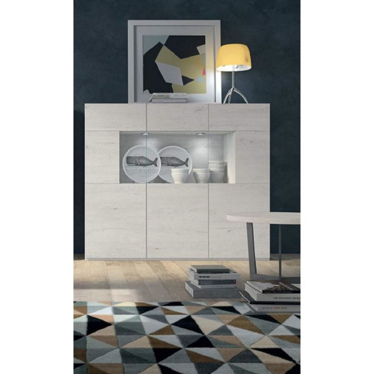 TU MESITA - Aparador alto Yesus 3 puertas 1 cajón TU MESITA color Ceniza