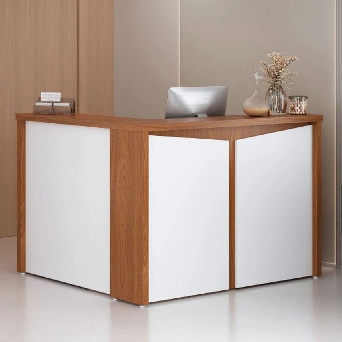 TU MESITA - Recibidor de Oficina Dublin color BlancoMarrón TU MESITA