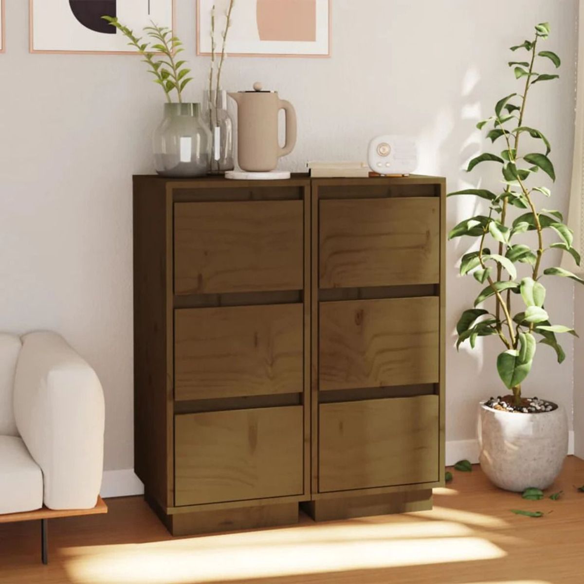 TU MESITA - Aparador Vertical Loki set x2 color Marrón 3 puerta TU MESITA