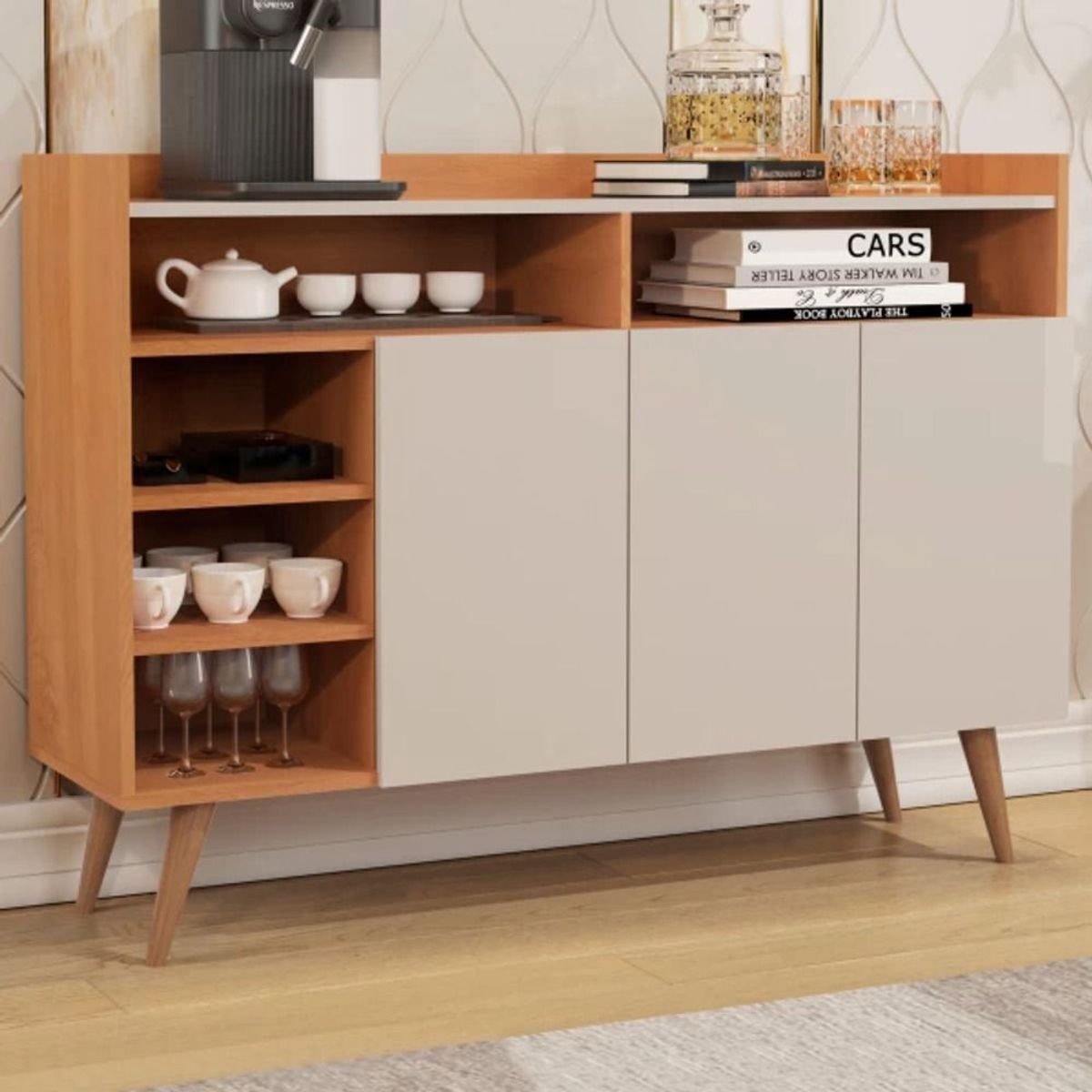 TU MESITA - Aparador Vajillero Celta 3 puertas color BlancoDuna TU MESITA