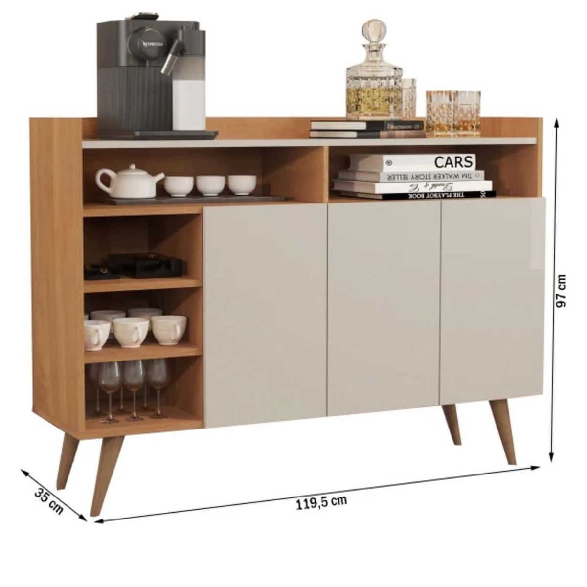 TU MESITA - Aparador Vajillero Celta 3 puertas color BlancoDuna TU MESITA