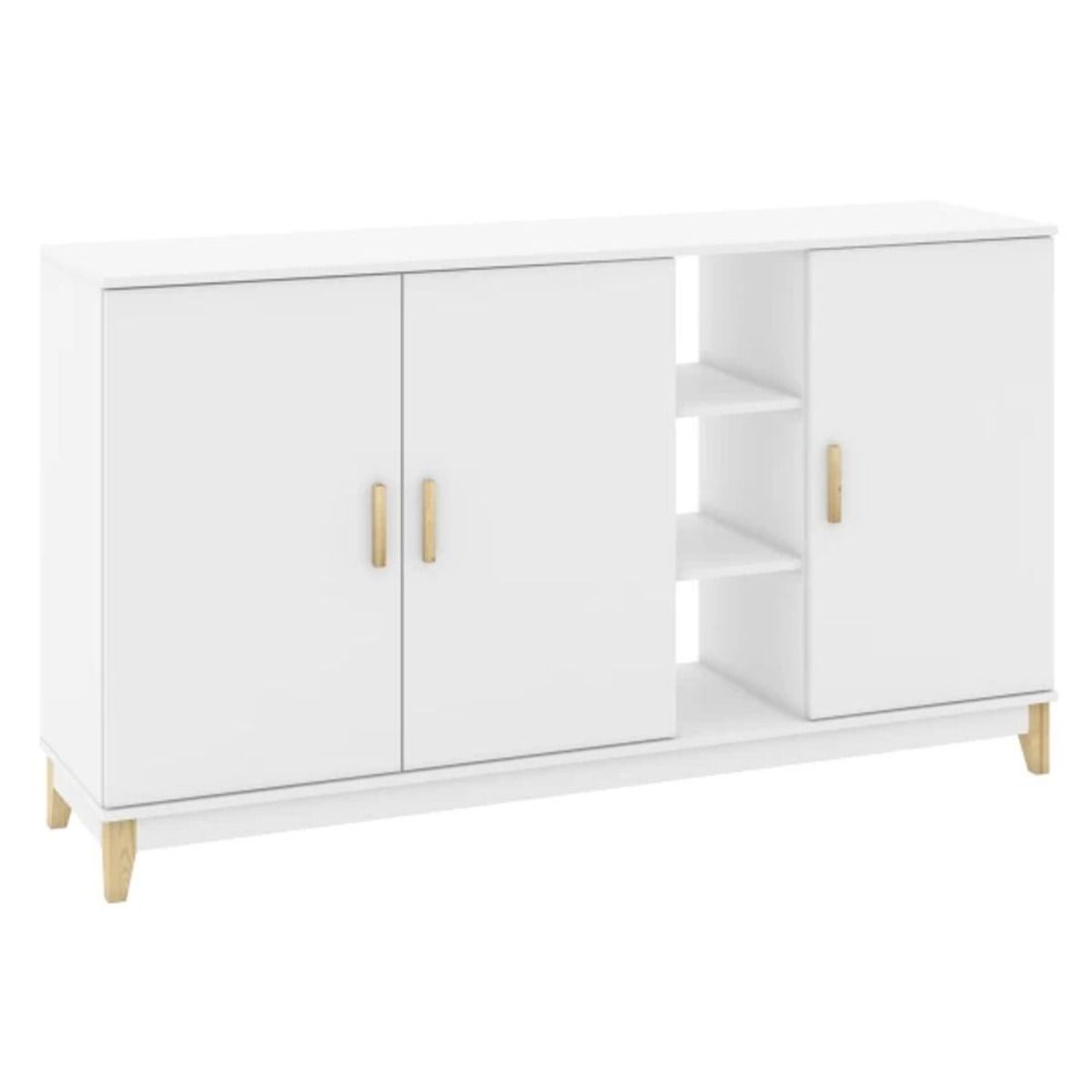 TU MESITA - Aparador Largo Brooklyn color Blanco 3 puertas TU MESITA