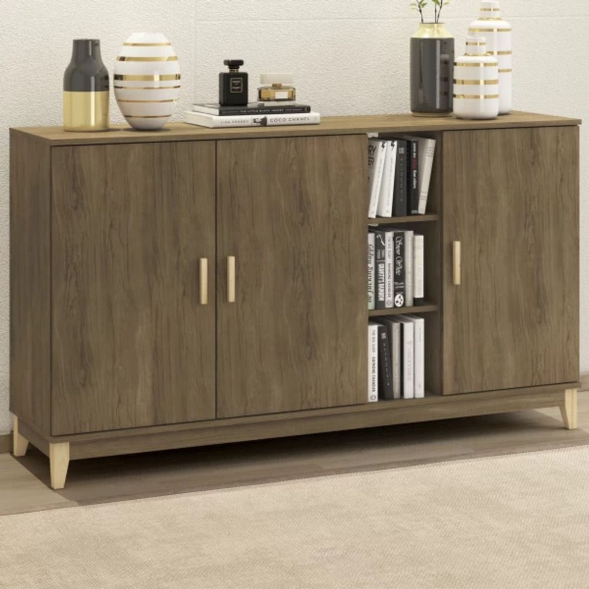 TU MESITA - Aparador Largo Brooklyn color Marrón 3 puertas TU MESITA