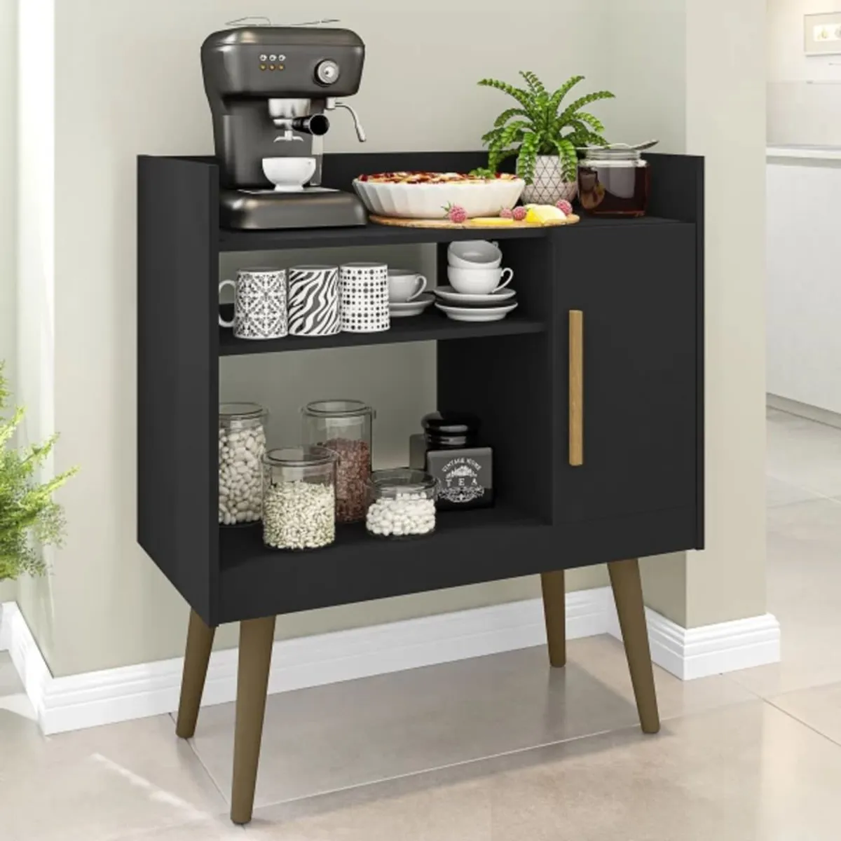 TU MESITA - Aparador Vajillero Rubens color Negro 1 puerta TU MESITA