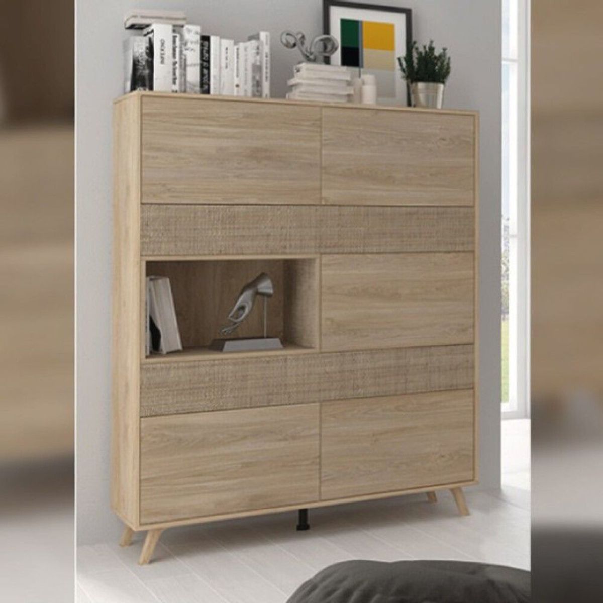 TU MESITA - Vitrina Nórdica Orus color Natural TU MESITA 5 puertas