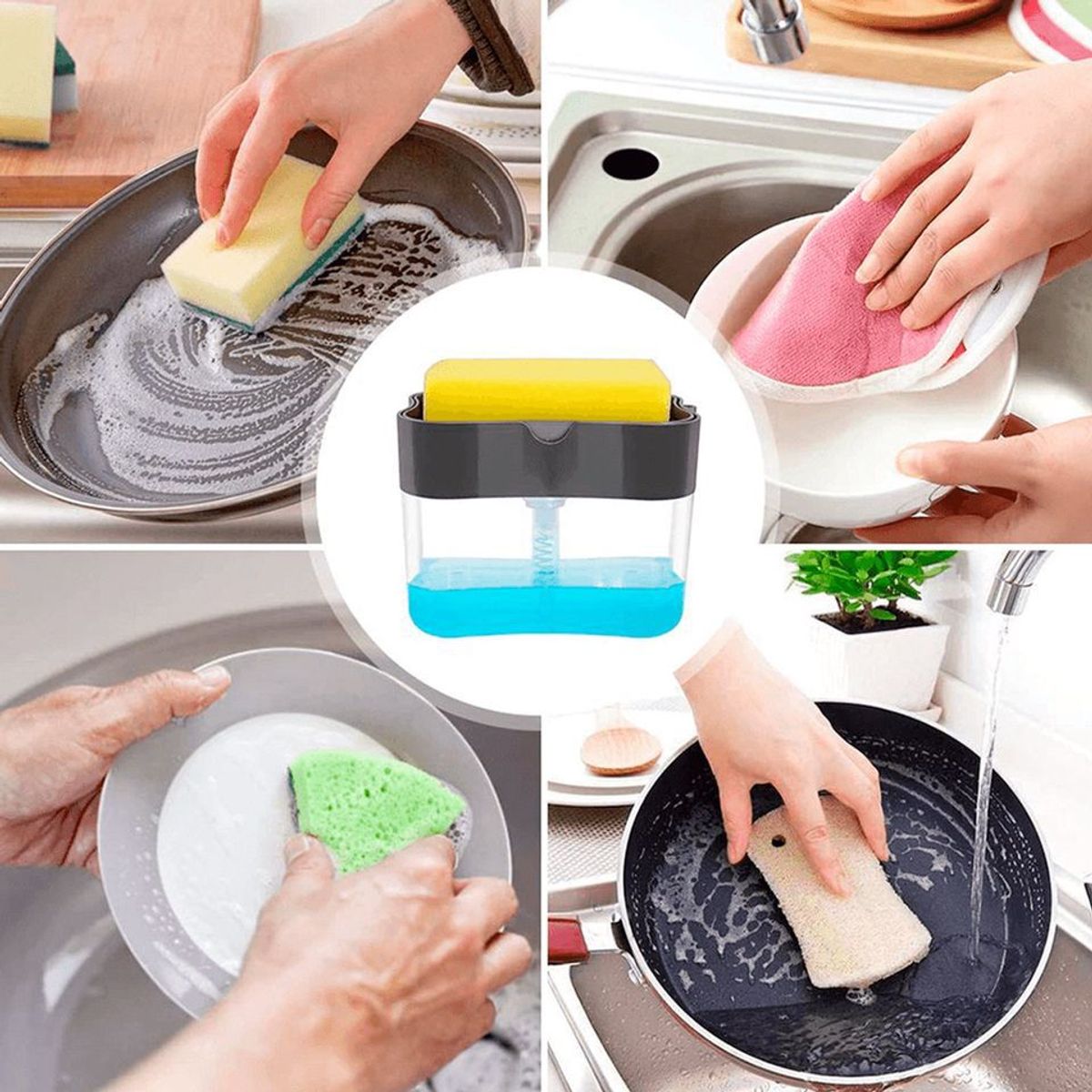 GENERICO - DISPENSADOR LAVAVAJILLAS AYUDIN LIQUIDO 2 EN 1 + ESPONJA