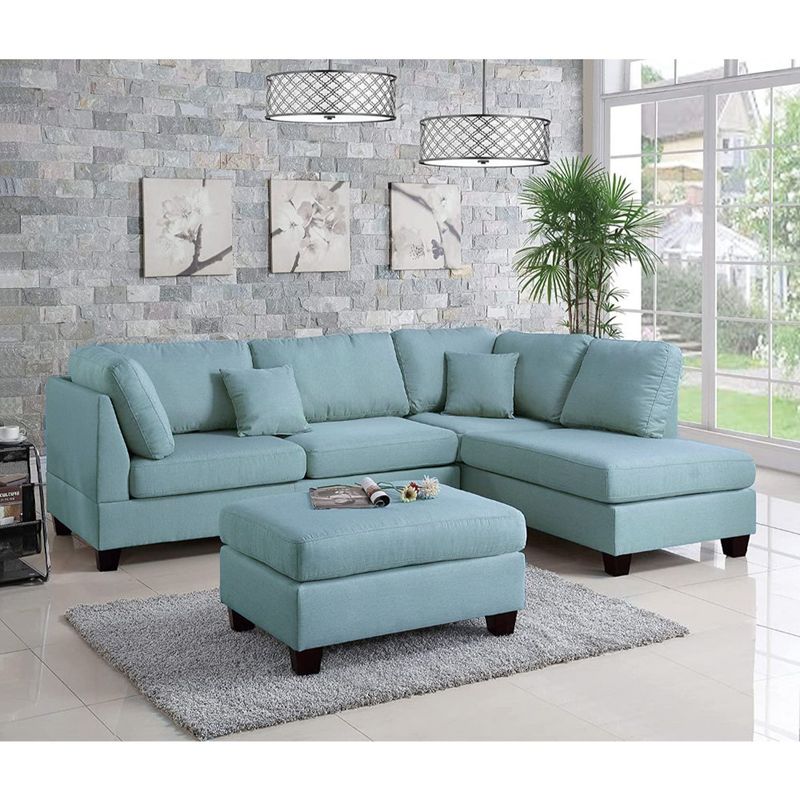 GENERICO - Sofá Seccional Derecho Rio 3 Cuerpos con Chaise Longue - Turquesa