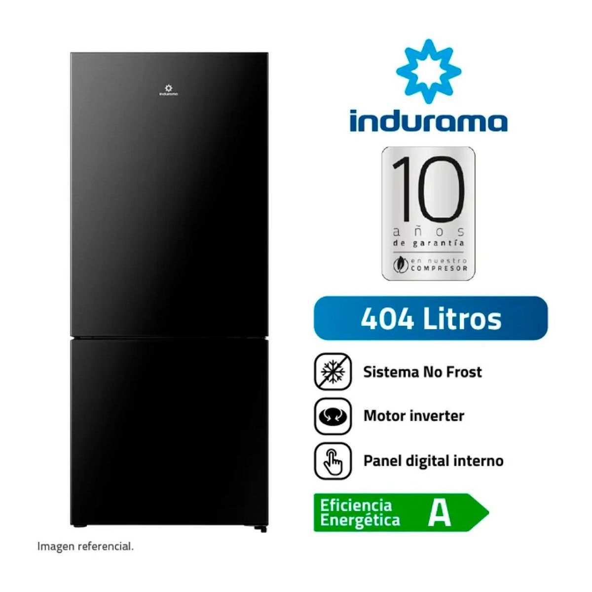 INDURAMA - Refrigeradora Indurama 404 Lt No Frost RI-698N Negro