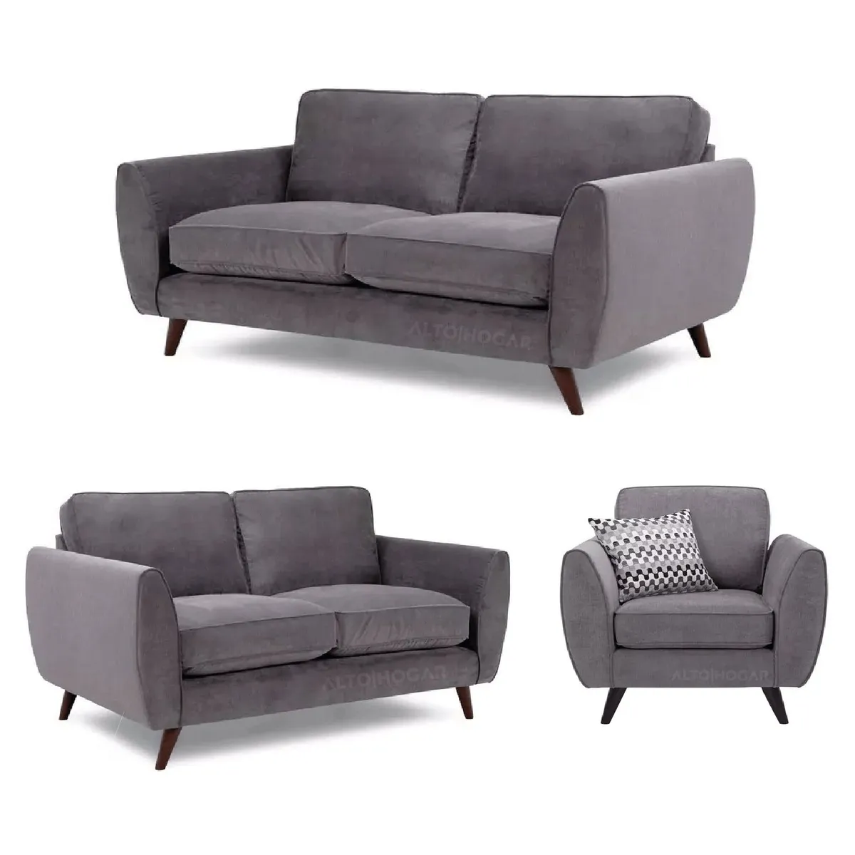 ALTO HOGAR - Juego de Sala 3 2 1 Dive Gris Oscuro