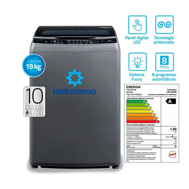 INDURAMA - LAVADORA INDURAMA 19KG CARGA SUPERIOR LRI19CRI