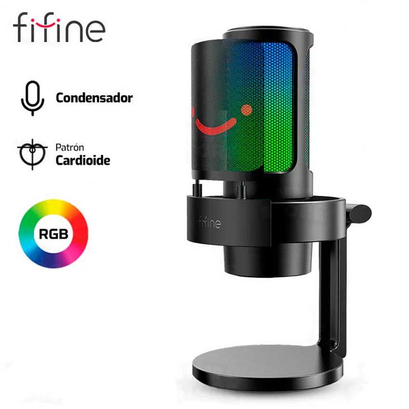 FIFINE - MICROFONO FIFINE A8 CONDENSADOR RGB NEGRO