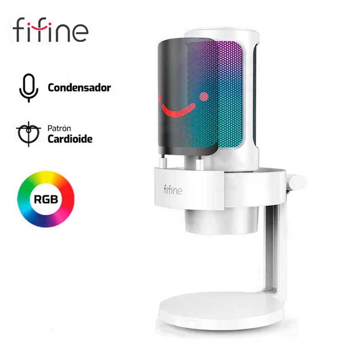 FIFINE - MICROFONO FIFINE A8 CONDENSADOR RGB BLANCO