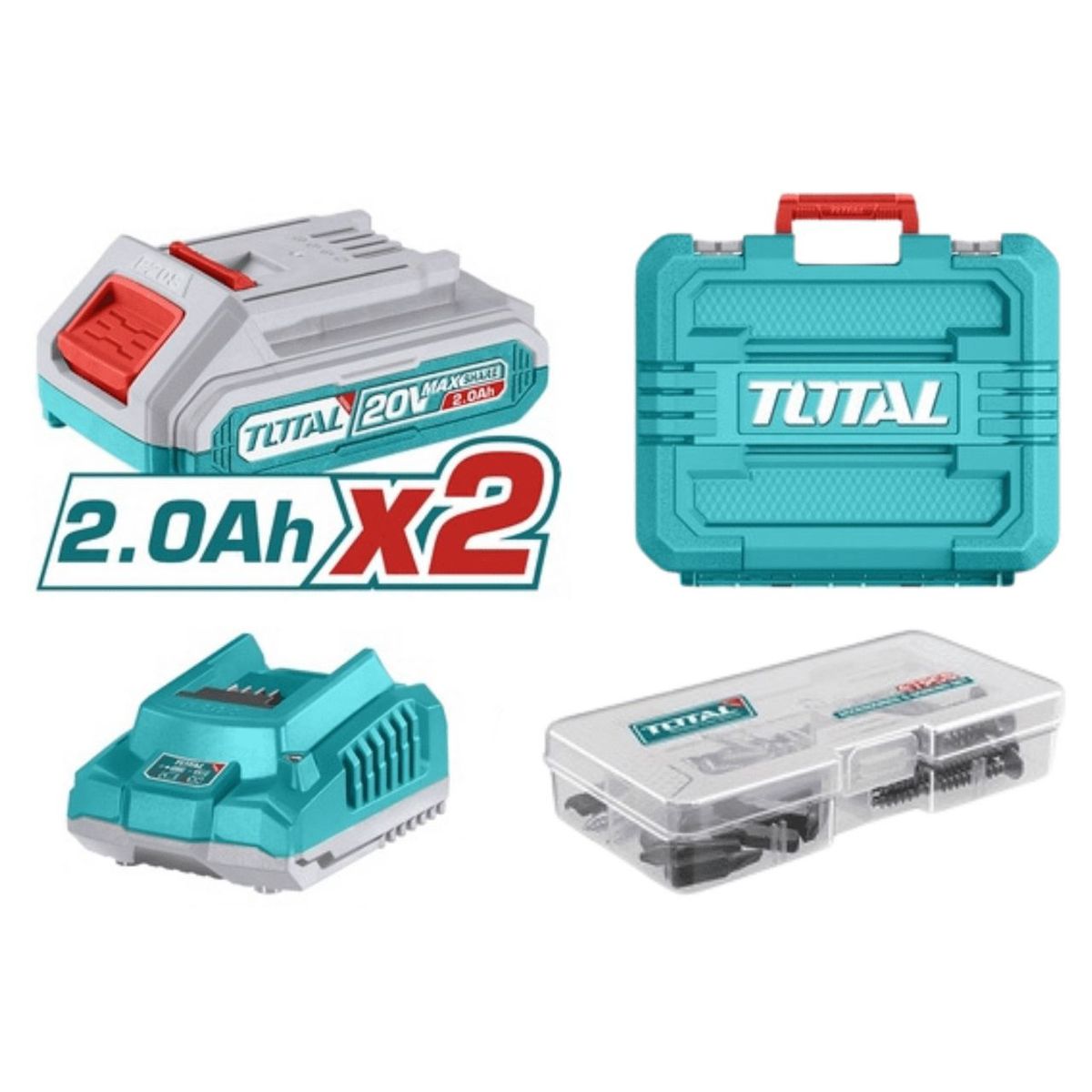 TOTAL TOOLS - TALADRO ATORNILLADOR PERCUTOR  1/2 20V BRUSHLESS INALÁMBRICO TOTAL