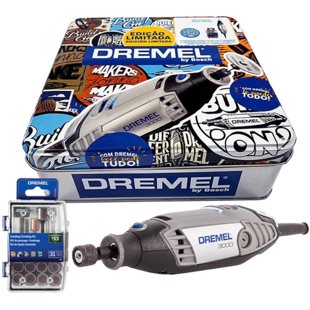 DREMEL - Microamoladora Dremel 3000 + 31 Accesorios + Caja de Metal