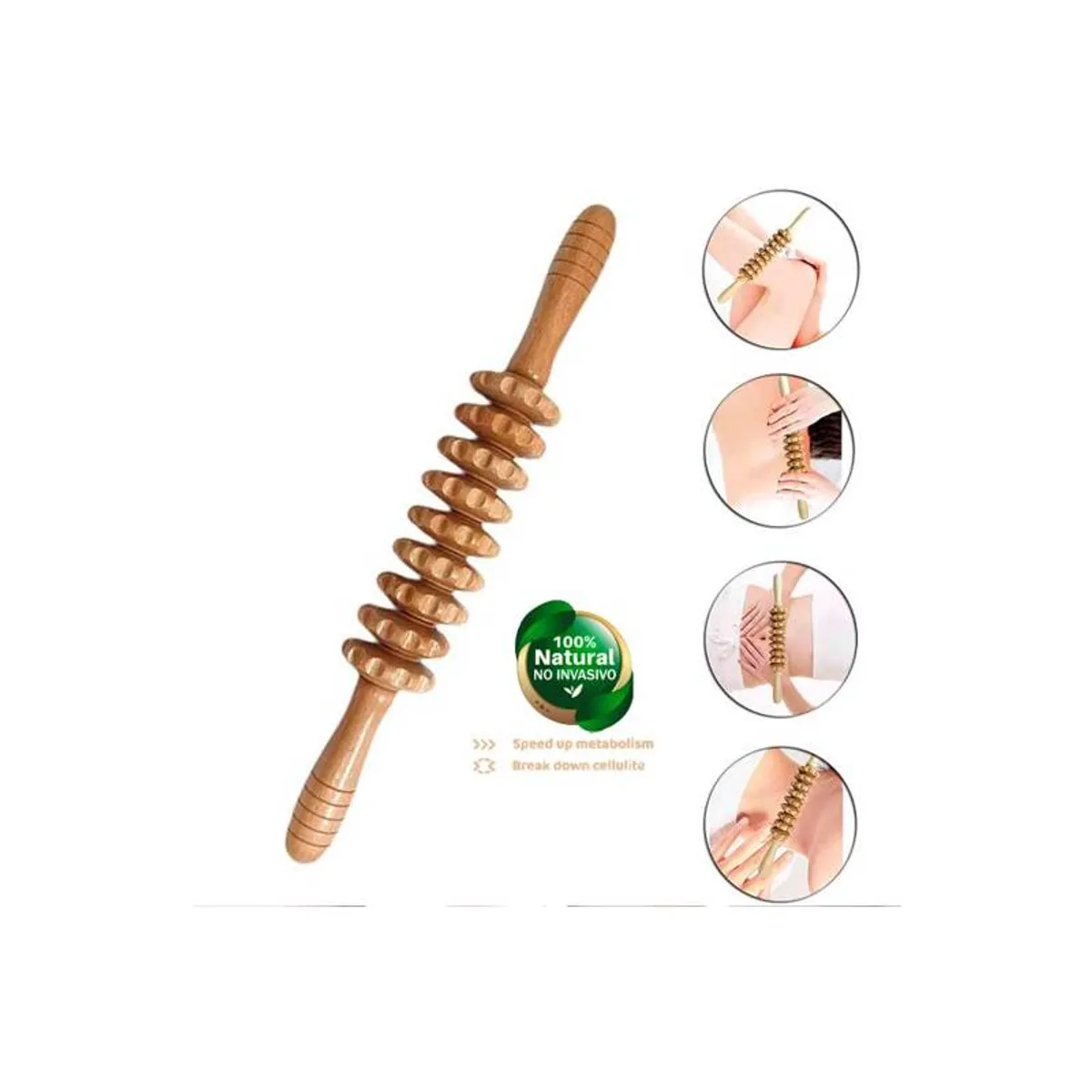 GENERICO - Set Masajeador Esculpir Anticelulítico Drenaje Linfático Maderoterapia