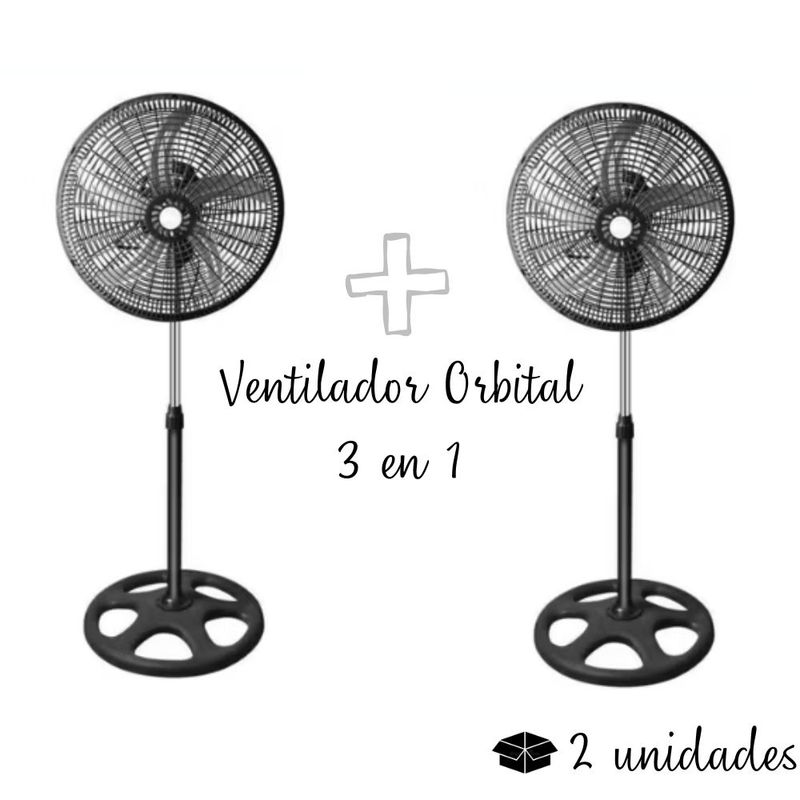 GENERICO - Ventilador Orbital  de 5 aspas Malla Plastica -3 en 1 18" X2 Unidades