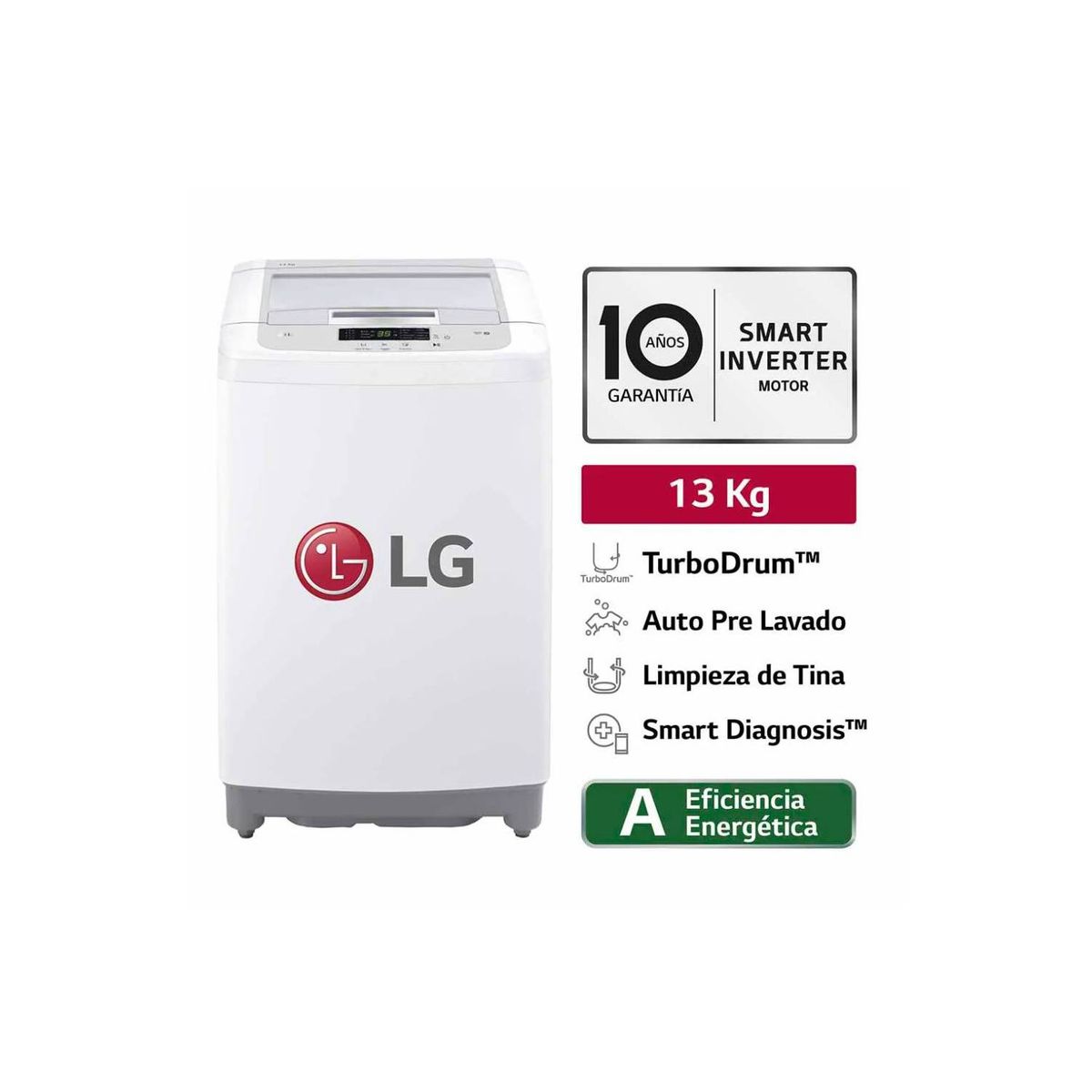 LG - WT13WPBK  Lavadora LG Carga Superior 13 Kg - BLANCO