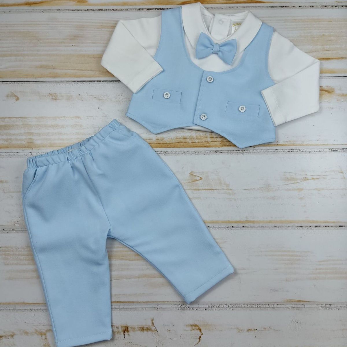 BANNITAS - Terno de niño de 4 piezas Celeste