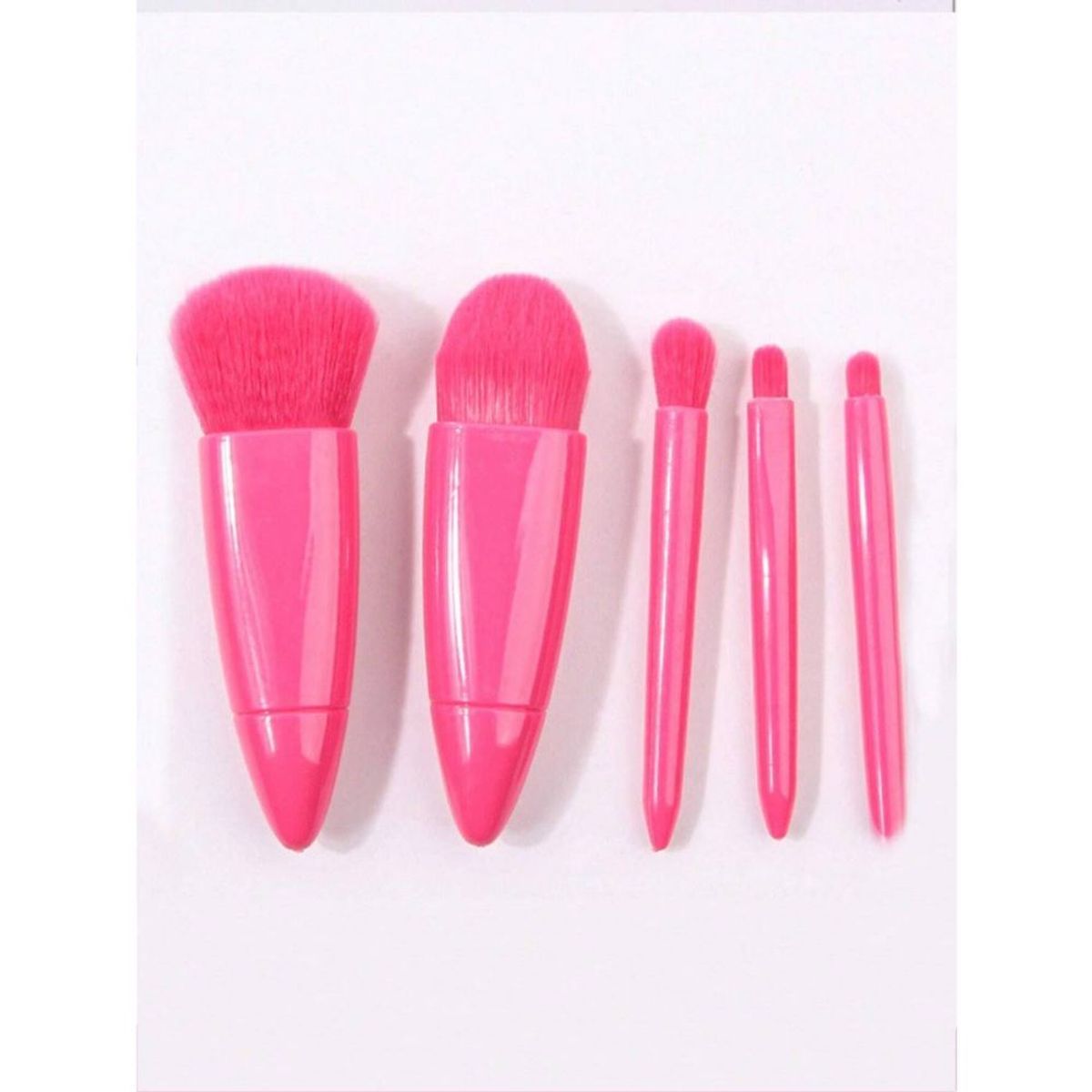 GENERICO - Juego de 5 Mini Brochas con Estuche y Espejo Fucsia