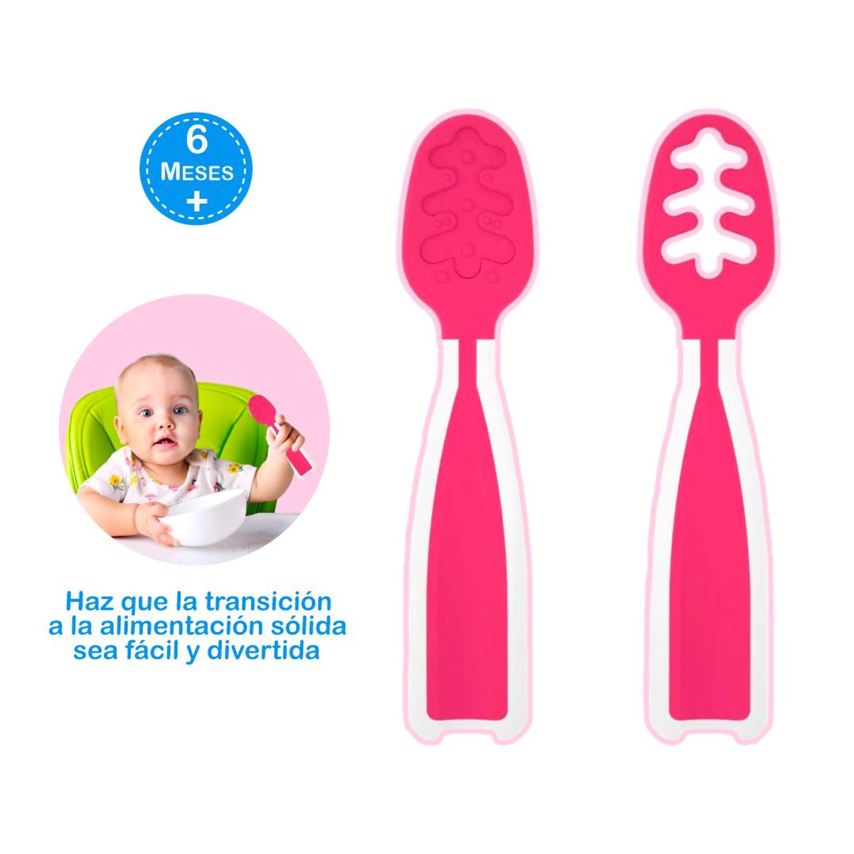 BABY - Set de 2 Pre Cucharas de Aprendizaje para Bebés Rosado