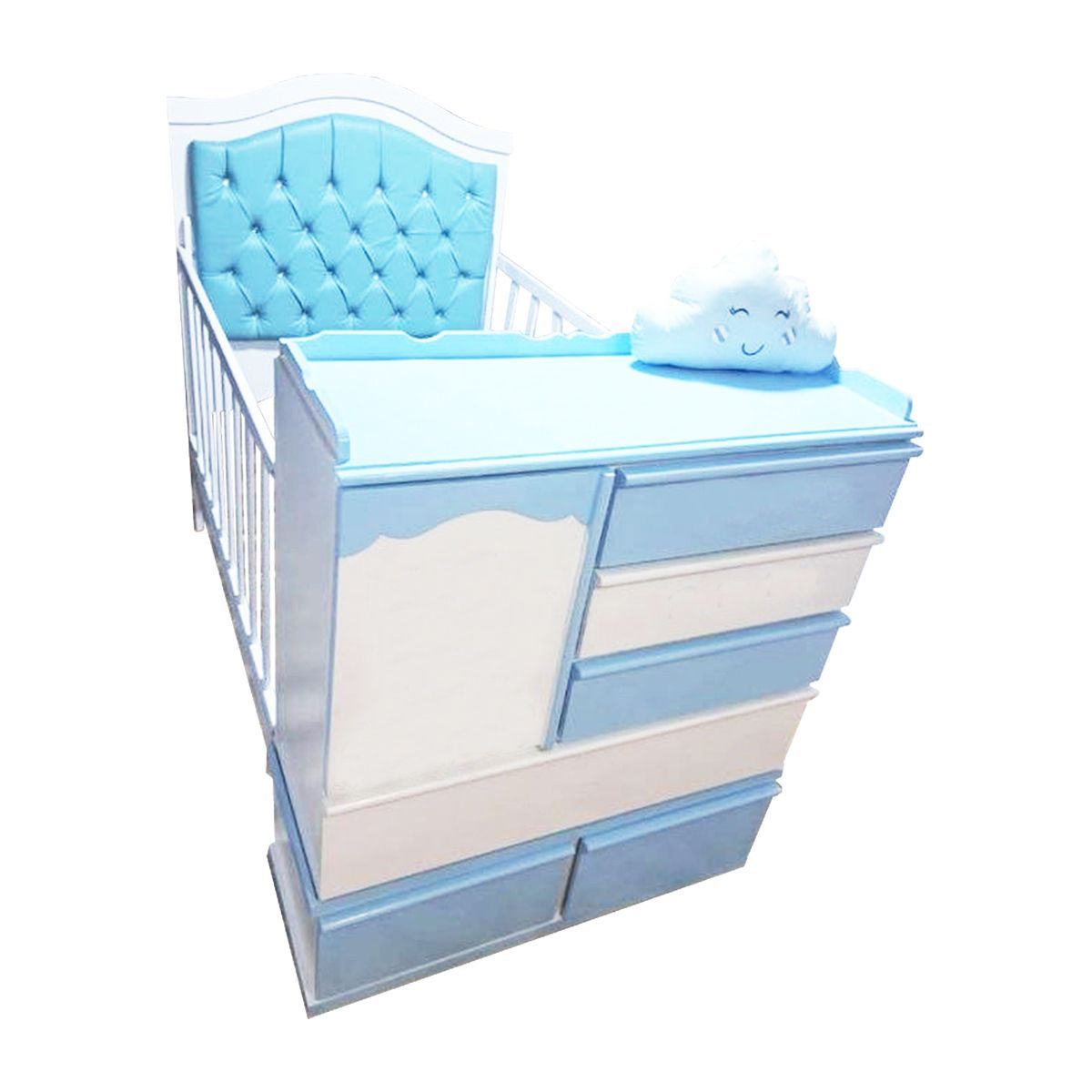 GENERICO - Cama Cuna de Plaza y Media con Cómoda Desmontable