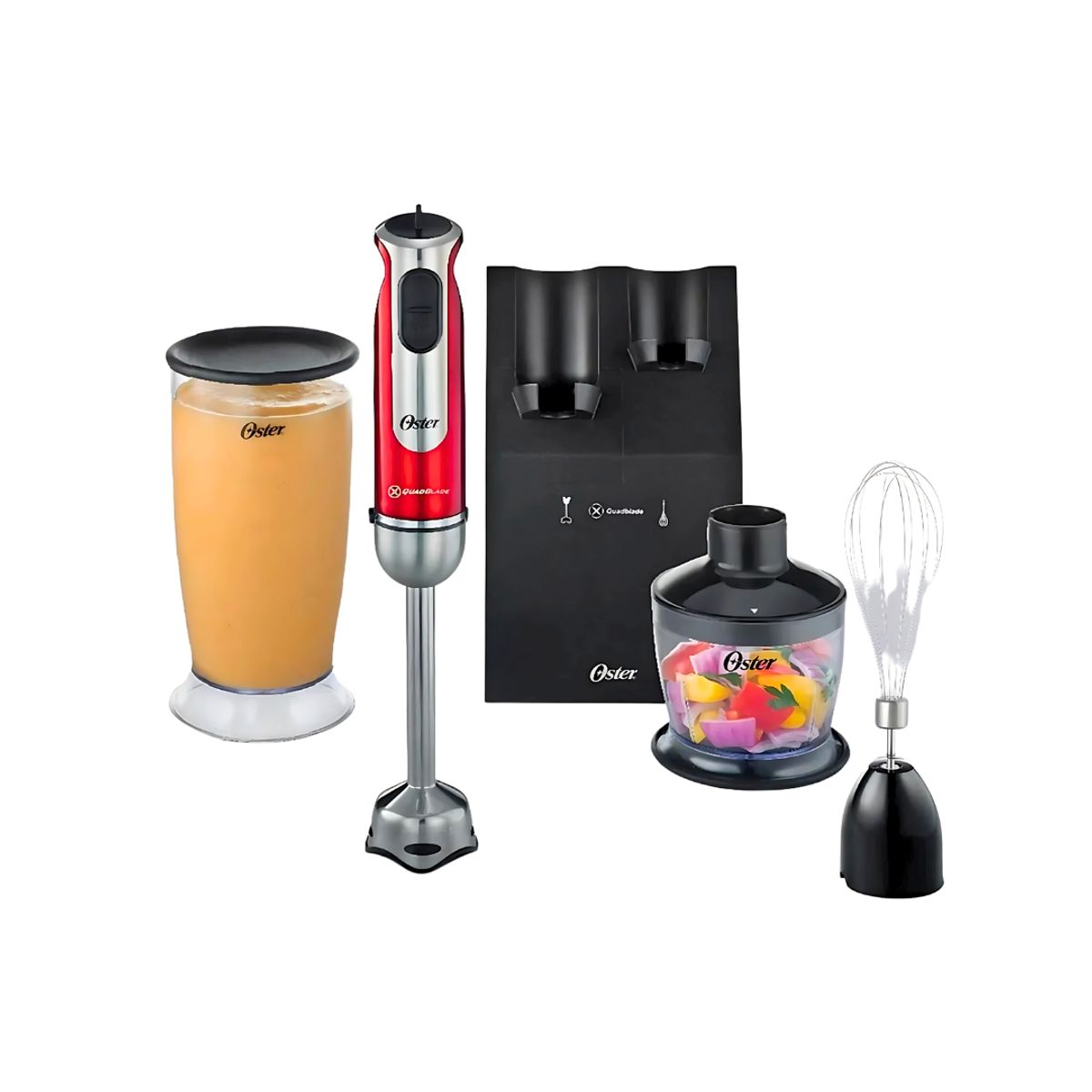 OSTER - Batidora De Inmersión OSTER Con Accesorios FPSTHB2801 Rojo