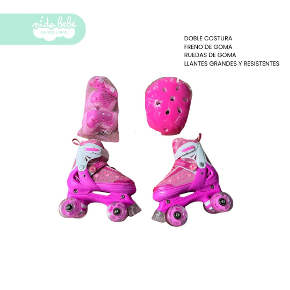 OXIEPRO - PATIN 4 RUEDAS ROSA TALLA S 30-33