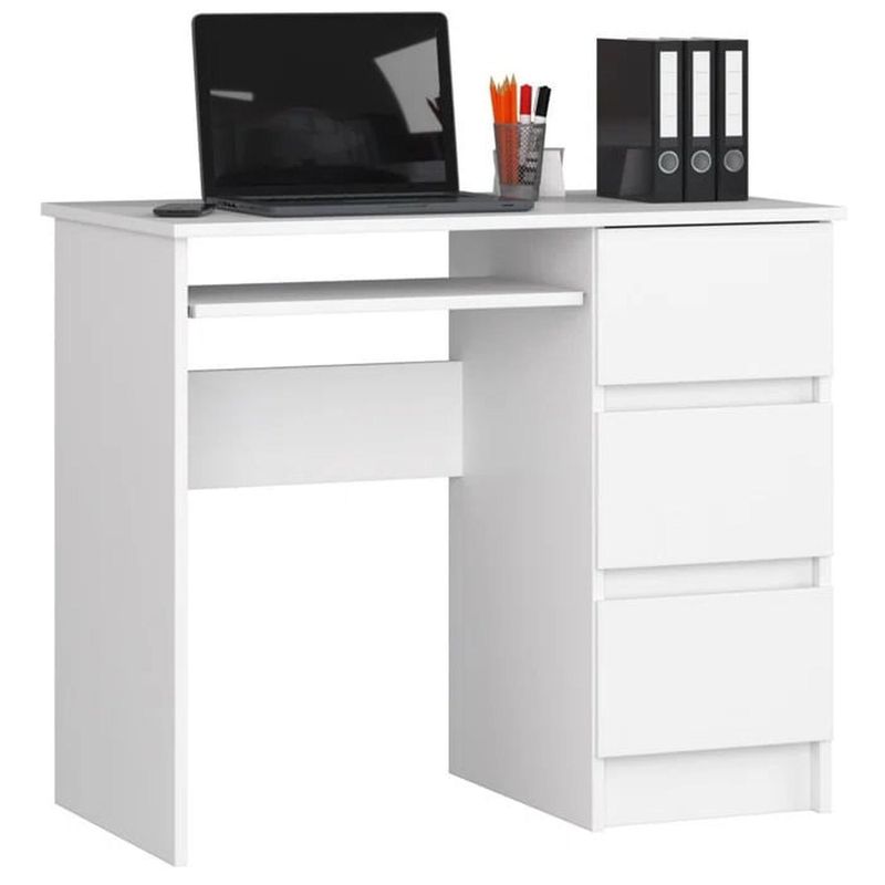 MUEBLES CRISOSTOMO - Escritorio de Melamina Moderno Blanco 90cm
