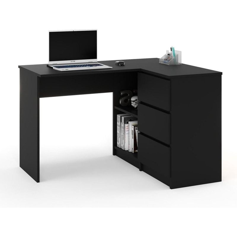 MUEBLES CRISOSTOMO - Escritorio en L Gerencial Negro 125cm