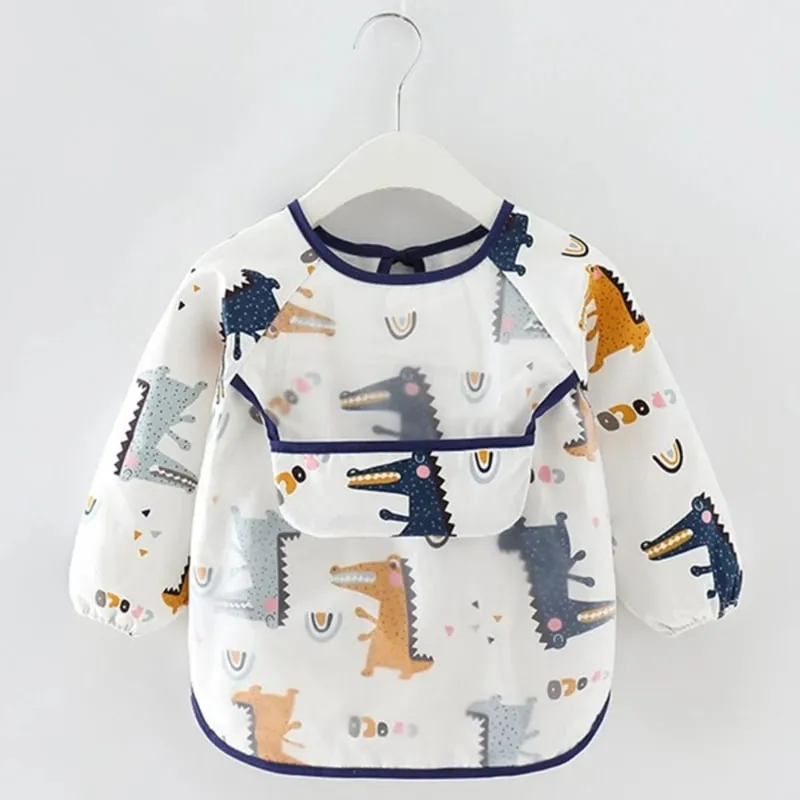 GENERICO - Mandil  Babero Manga Larga para Niños 6 a 3 años Cocodrilo