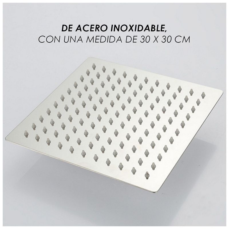 GENERICO - Cabezal Ducha Española 12" para agua caliente y fría Acero 304 Inoxidable