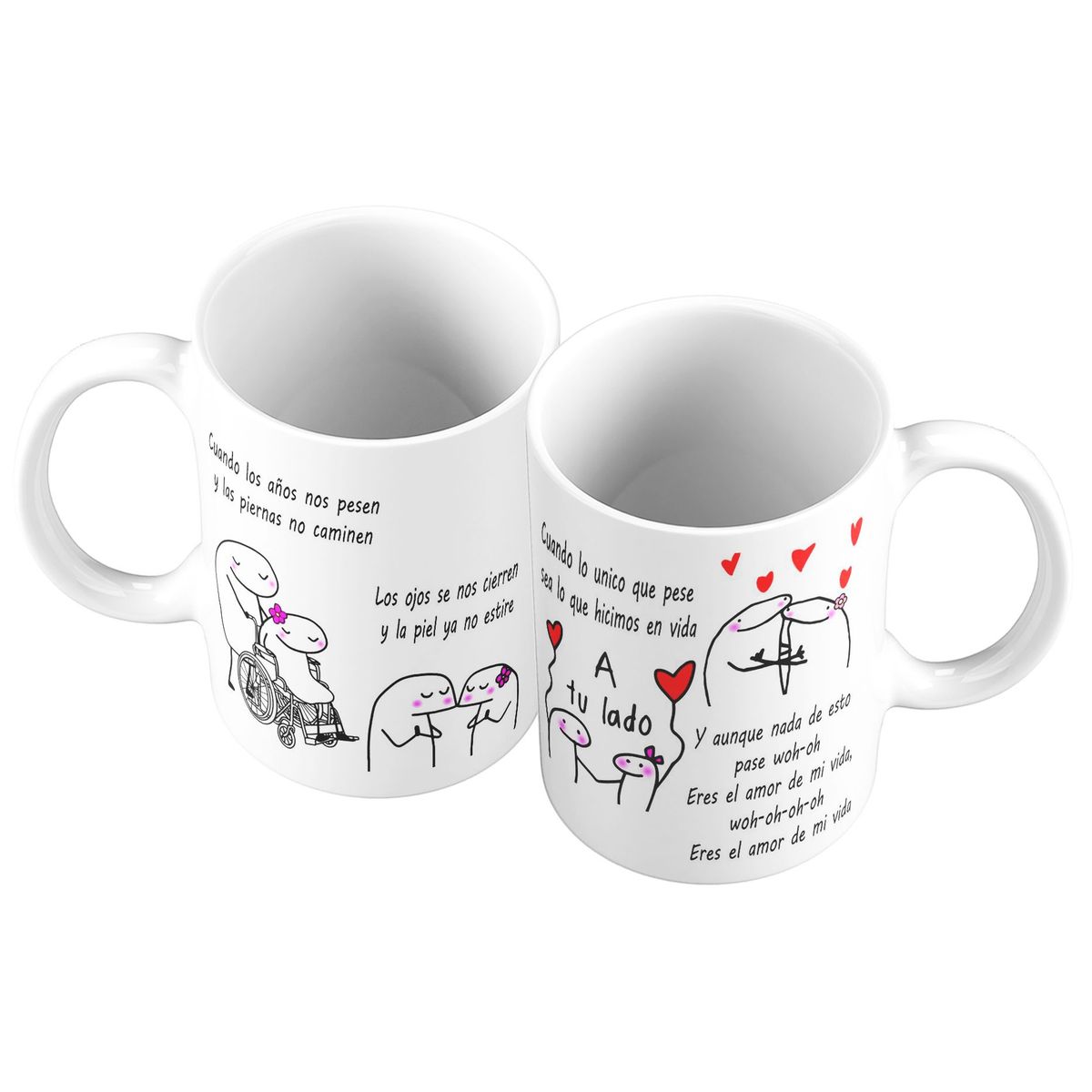 GENERICO - X 2 Taza Mug 11oz PARA PAREJAS A TU LADO - BLANCO