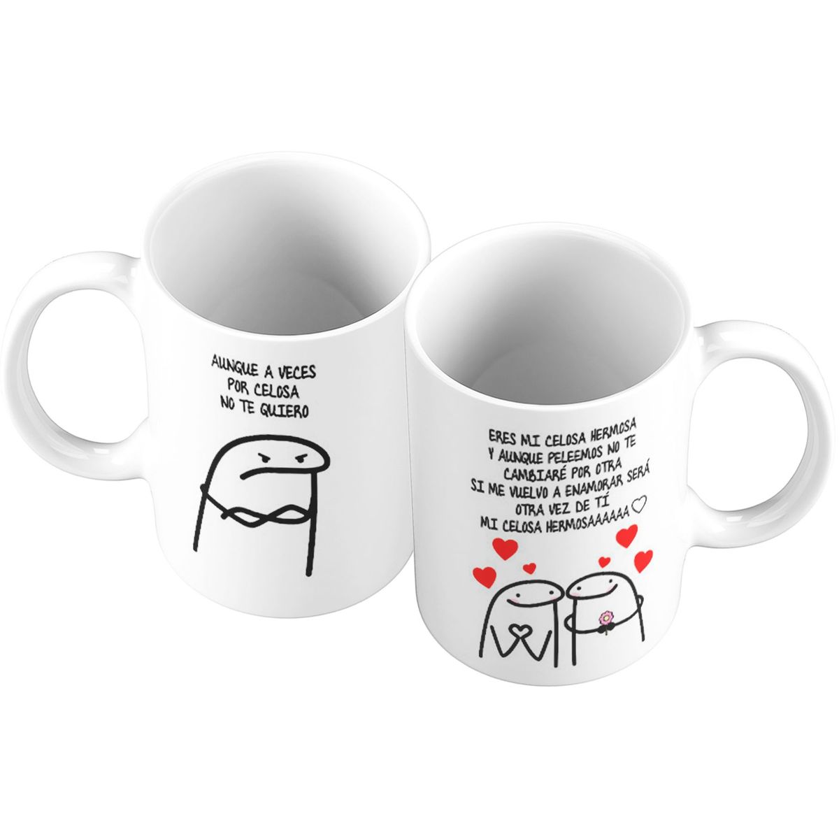 GENERICO - X 2 Taza Mug 11oz PARA PAREJAS ERES MI CELOSA HERMOSA - BLANCO