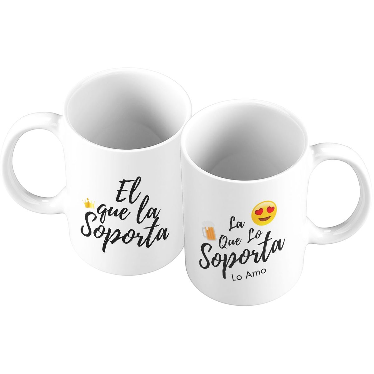 GENERICO - X 2 Taza Mug 11oz PARA PAREJAS EL QUE LA SOPORTA - BLANCO
