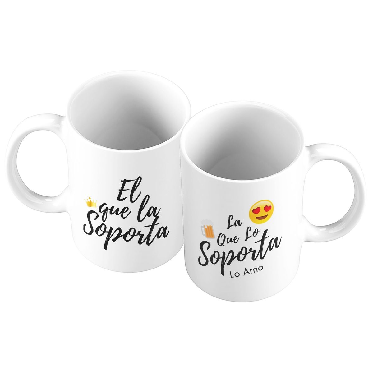 GENERICO - X 2 Taza Mug 11oz PARA PAREJAS EL QUE LA SOPORTA - BLANCO