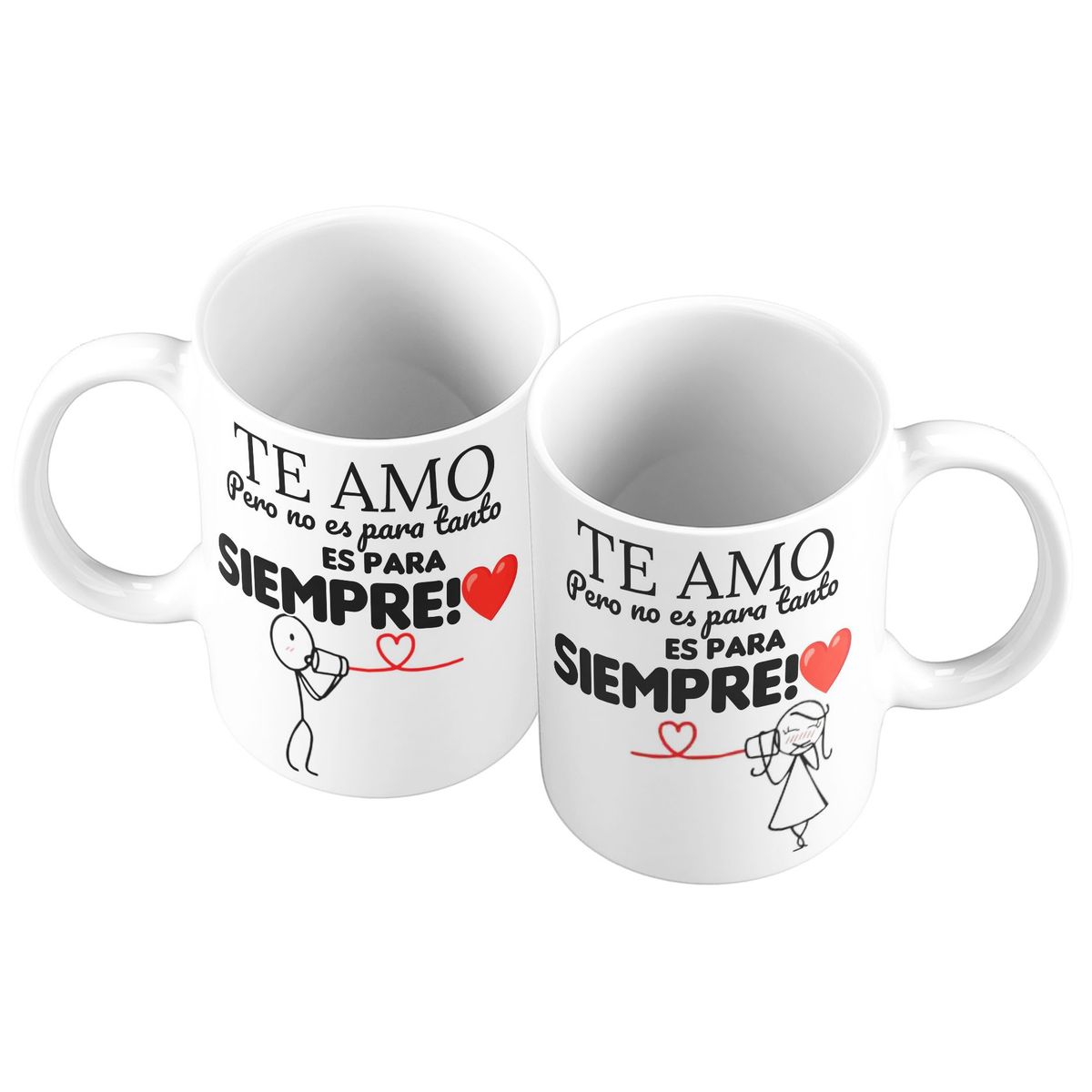 GENERICO - X 2 Taza Mug 11oz PARA PAREJAS TE AMO ES PARA SIEMPRE - BLANCO