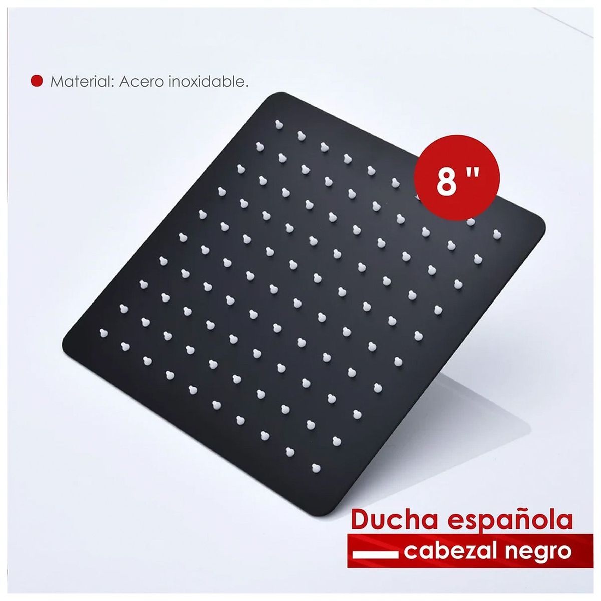 XM - Cabezal Ducha Española 8" para agua caliente y fría Acero Inoxidable