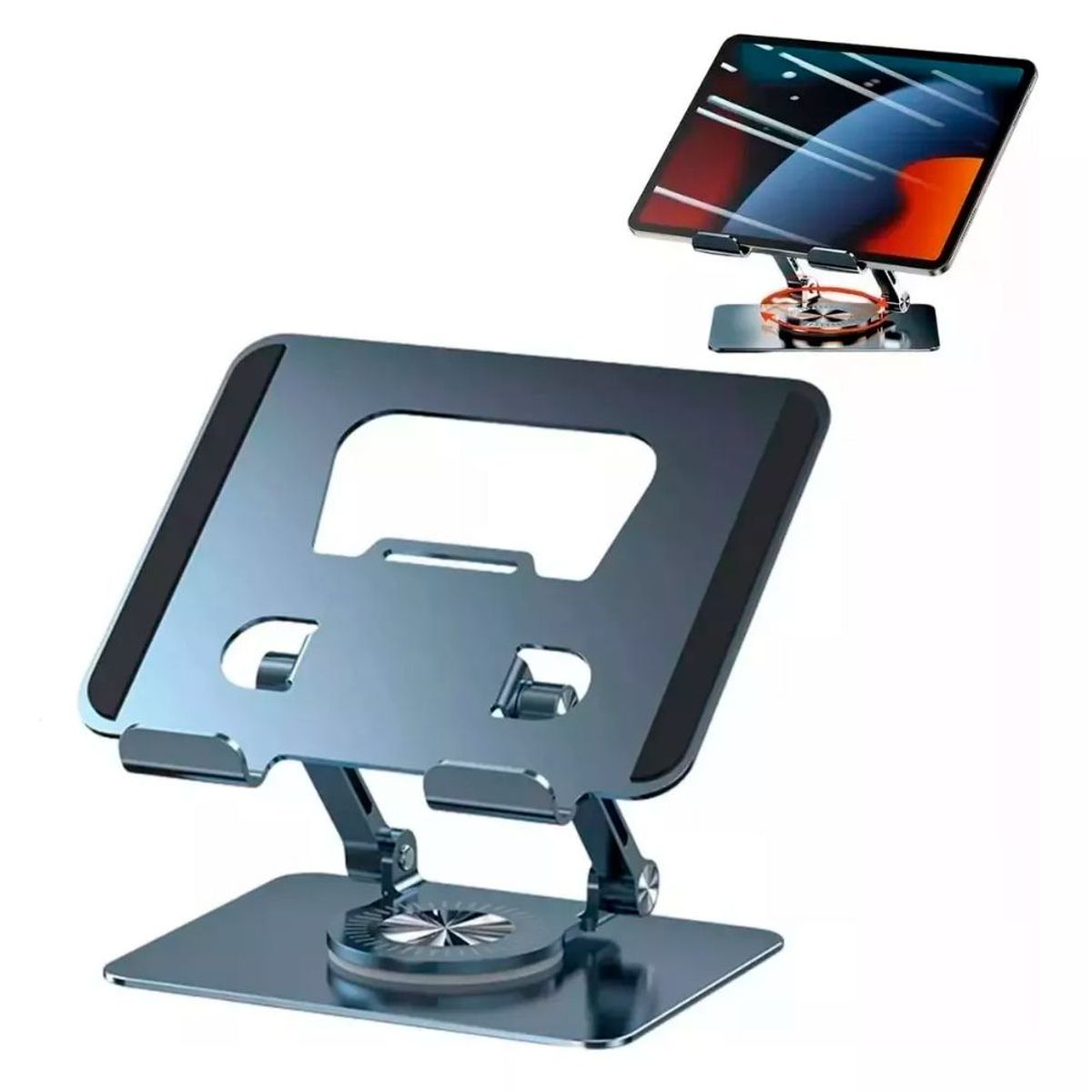 GENERICO - SOPORTE AJUSTABLE PARA TABLET DE ALUMINIO BASE PORTATIL  GRIS OSCURO