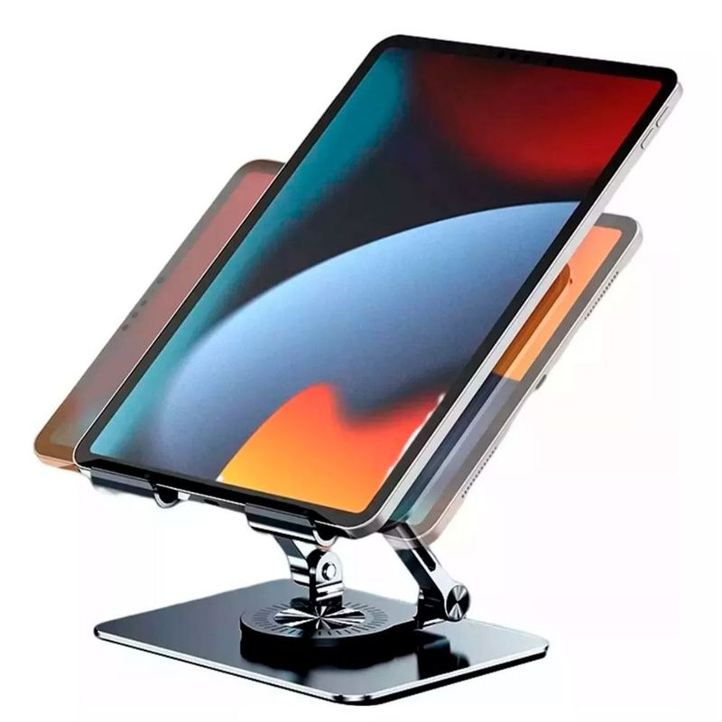 GENERICO - SOPORTE DE TABLET AJUSTABLE BASE DE ALUMINIO PORTATIL CON GIRO 360