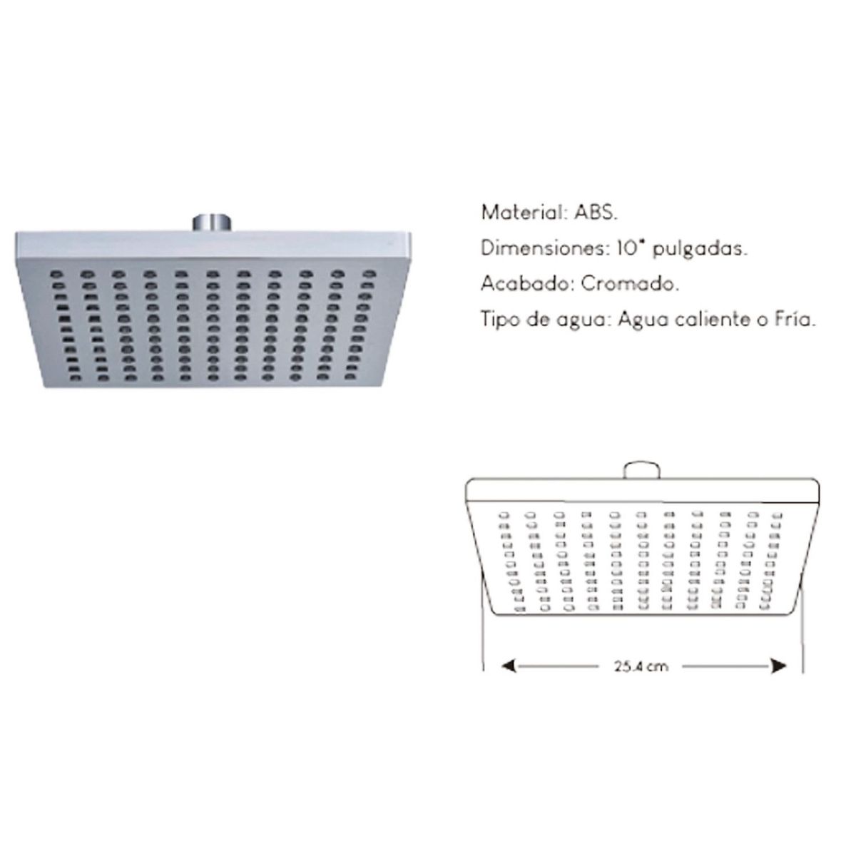 XM - Difusor Cabeza Ducha Española 10" para agua caliente y fría