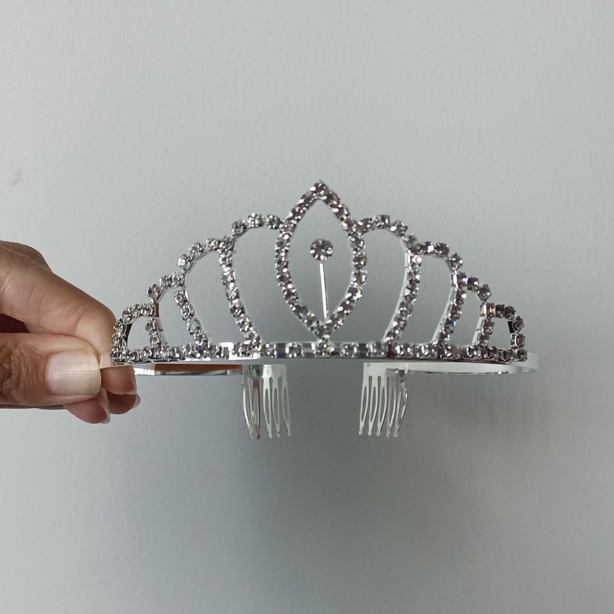 GENERICO - Corona tiara diadema plateada cumpleaños princesa Tiana