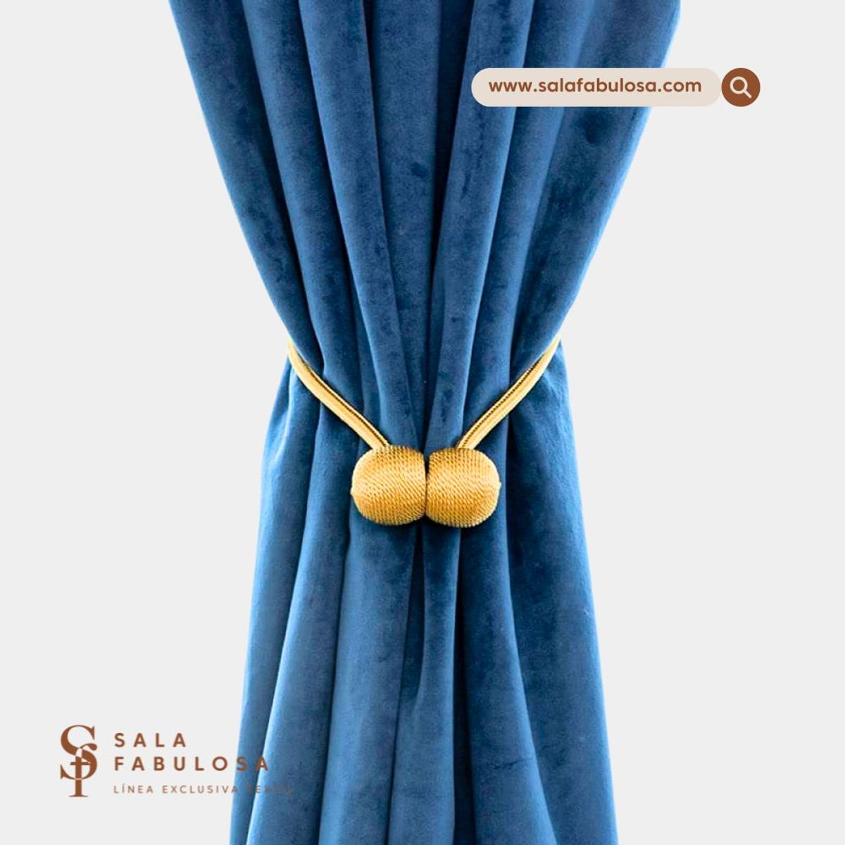 SALA FABULOSA - Sujetador de cortina PAR imantado oro claro Sala fabulosa